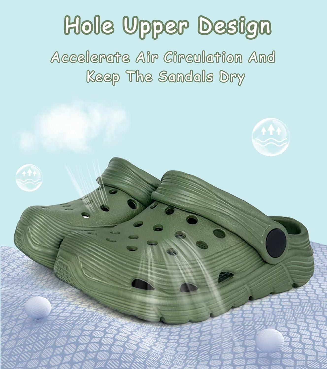 imageToddler Kids Garden Clog Slip On Slide Sandals Beach Water ShoesArmy Green
