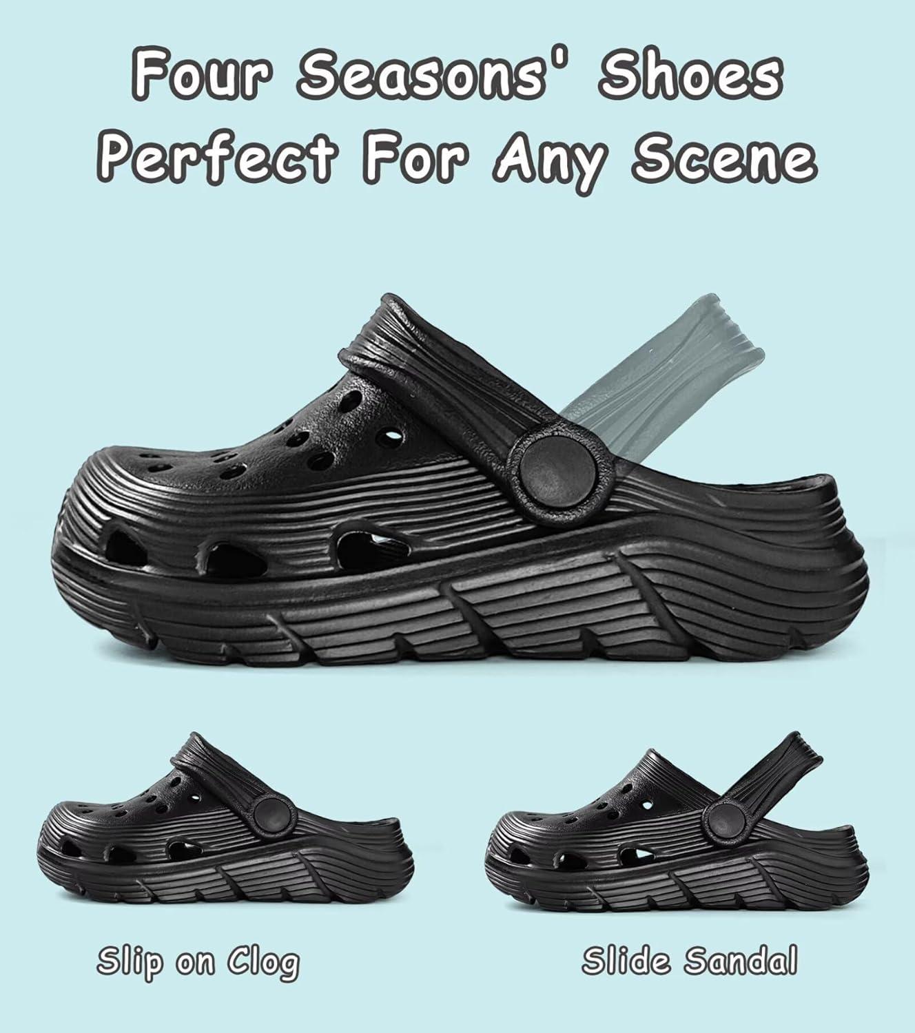 imageToddler Kids Garden Clog Slip On Slide Sandals Beach Water ShoesBlack