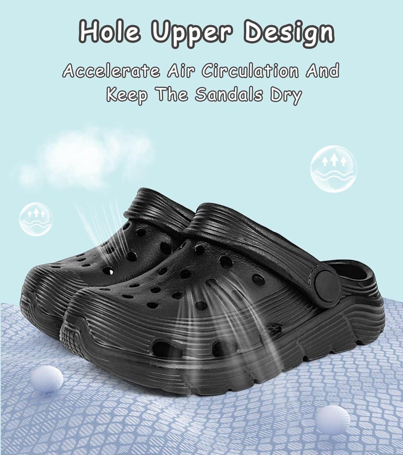 imageToddler Kids Garden Clog Slip On Slide Sandals Beach Water ShoesBlack