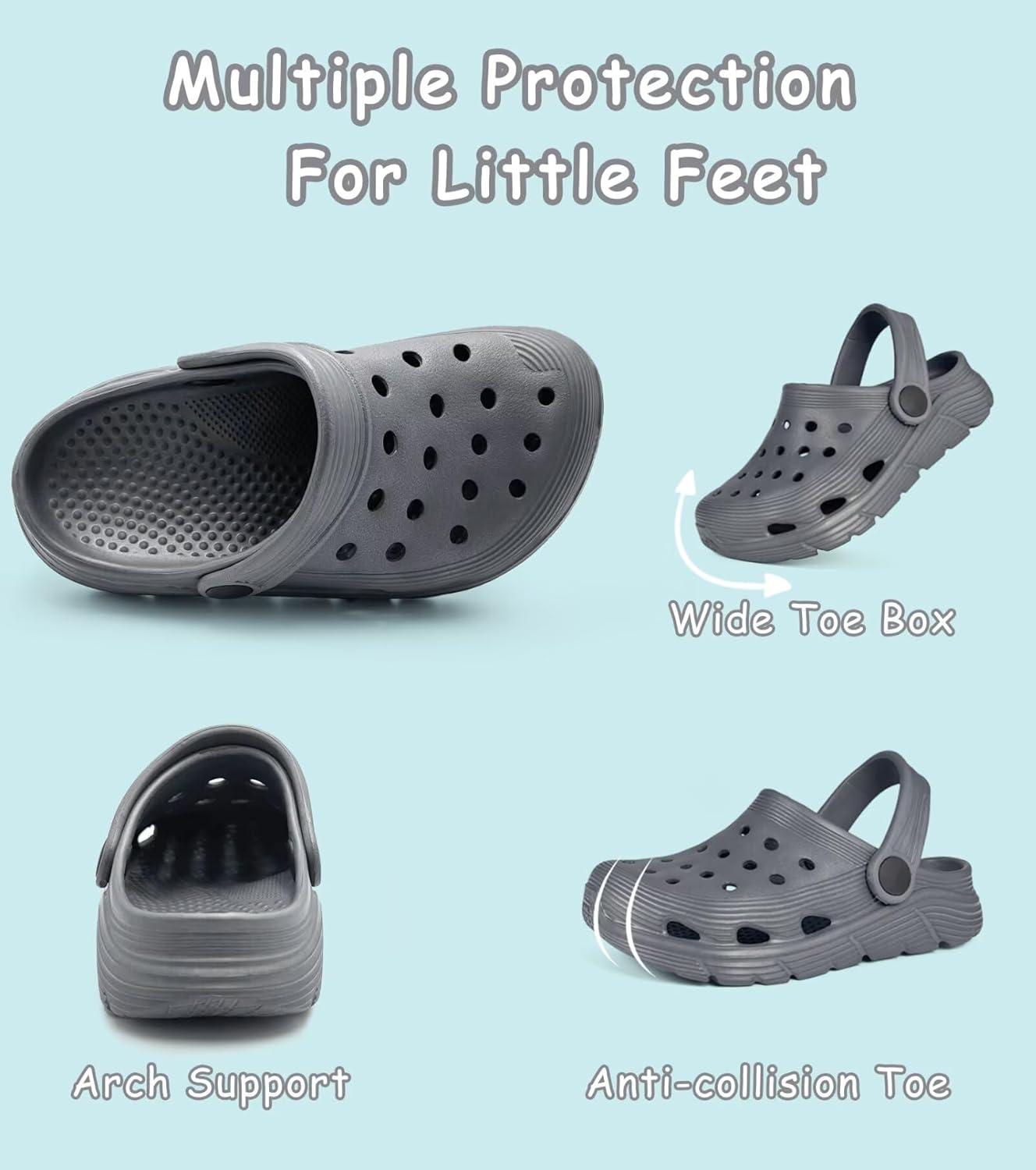 imageToddler Kids Garden Clog Slip On Slide Sandals Beach Water ShoesGrey