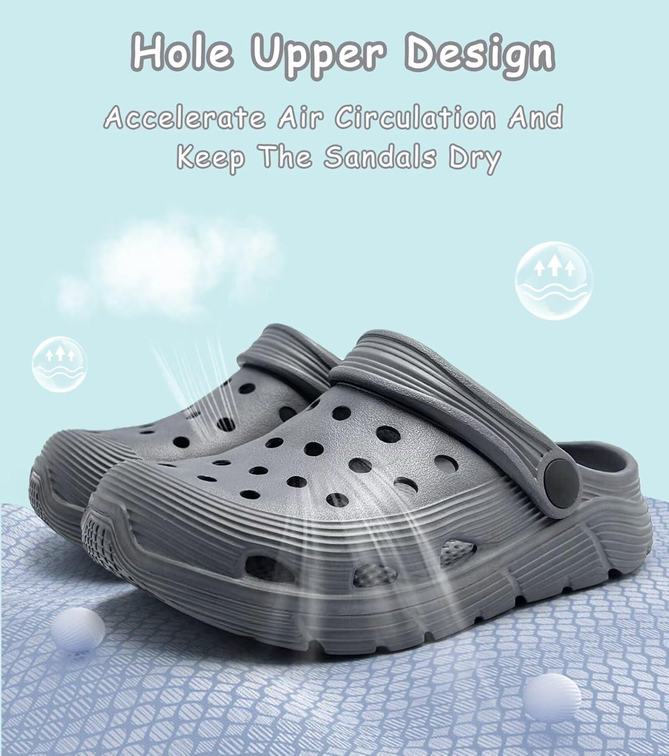 imageToddler Kids Garden Clog Slip On Slide Sandals Beach Water ShoesGrey