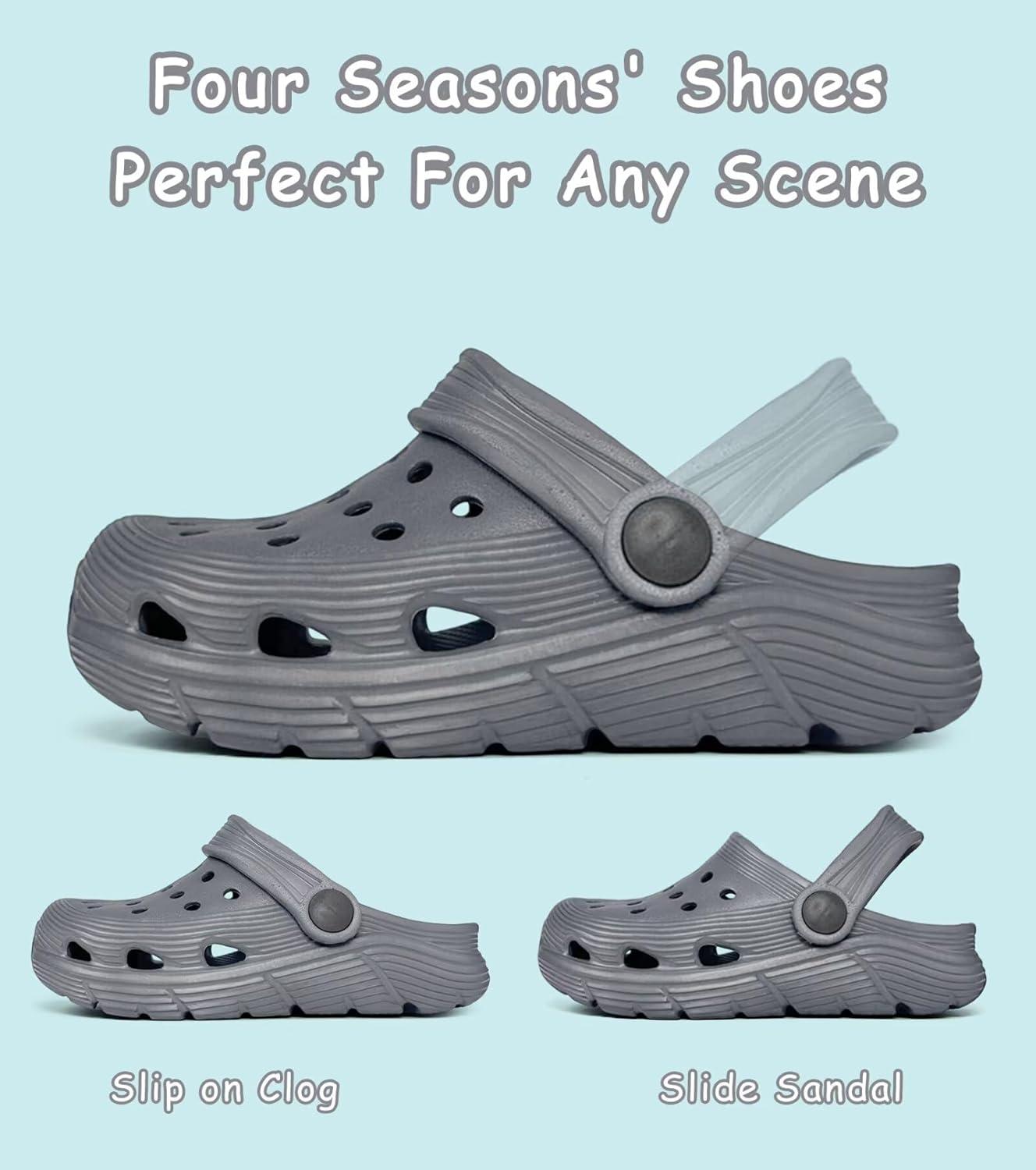 imageToddler Kids Garden Clog Slip On Slide Sandals Beach Water ShoesGrey