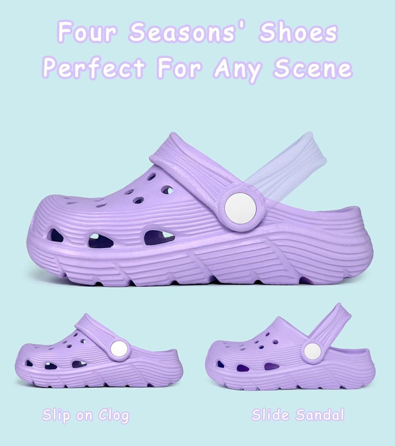 imageToddler Kids Garden Clog Slip On Slide Sandals Beach Water ShoesPurple