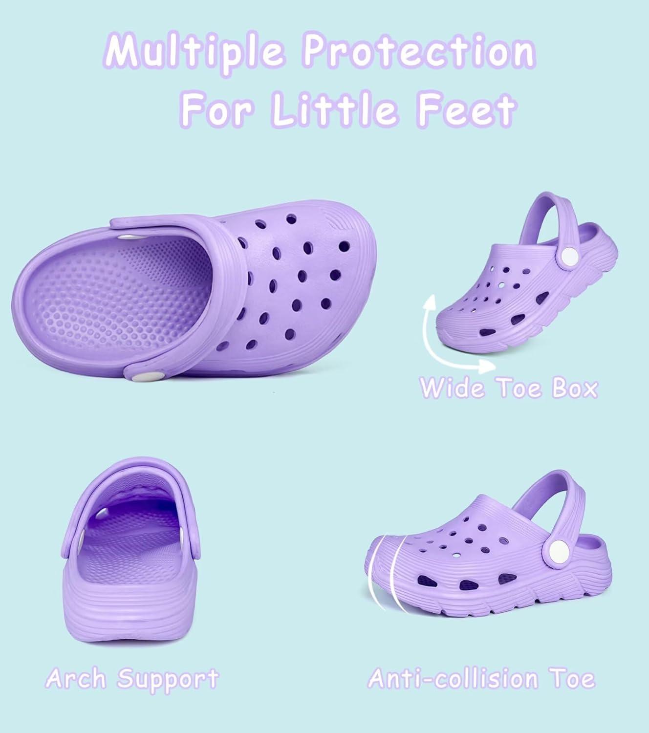 imageToddler Kids Garden Clog Slip On Slide Sandals Beach Water ShoesPurple