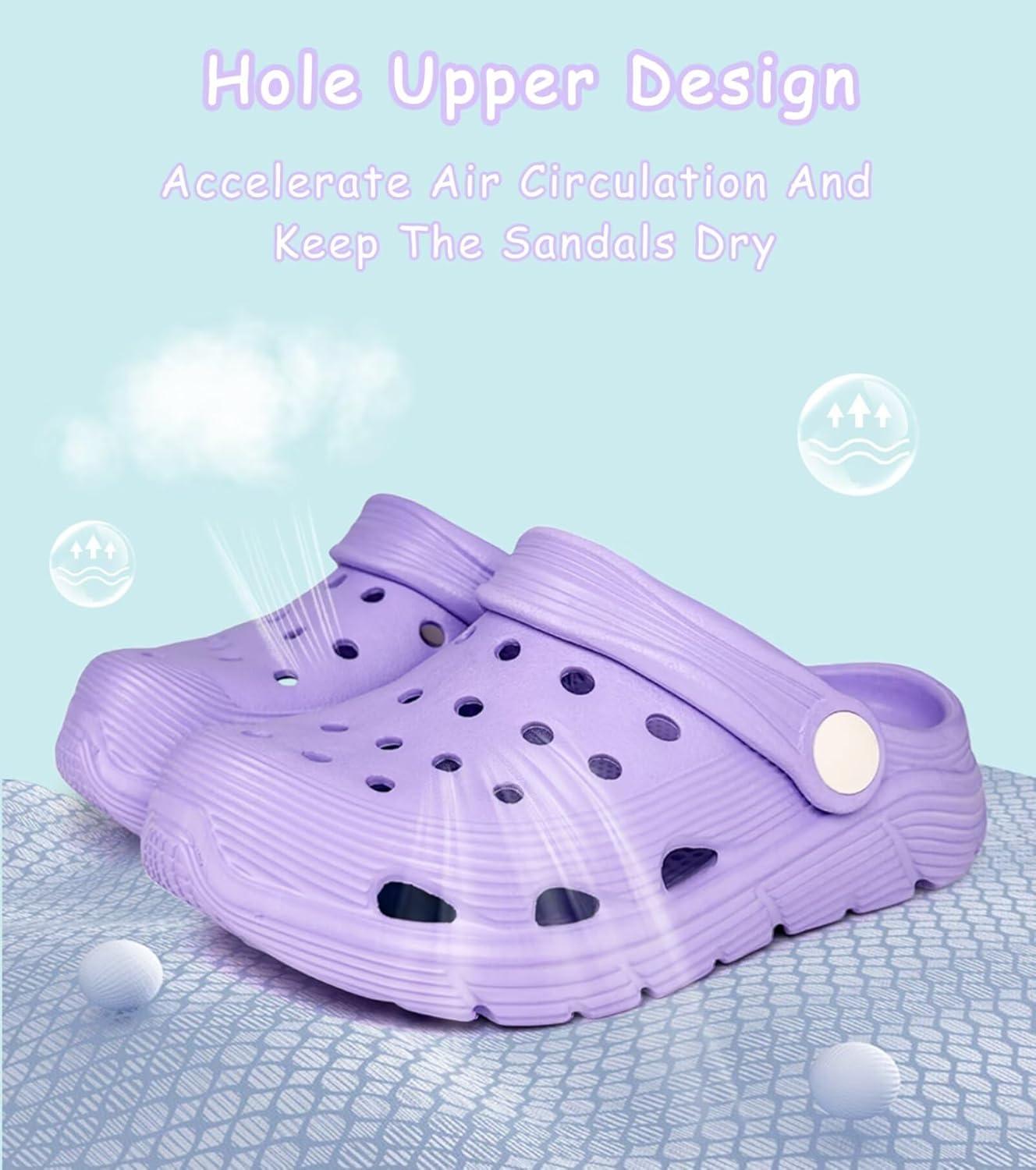 imageToddler Kids Garden Clog Slip On Slide Sandals Beach Water ShoesPurple