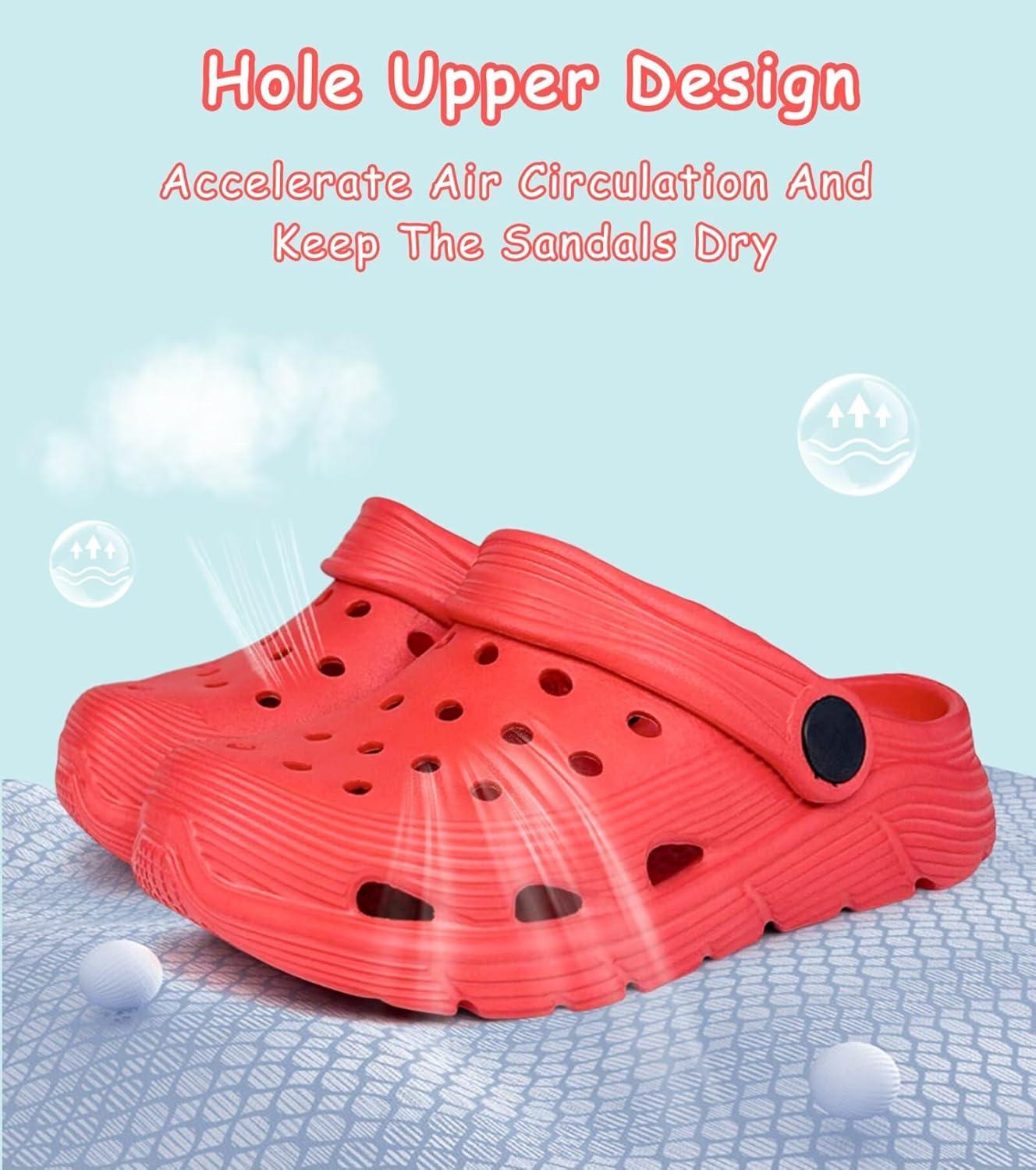 imageToddler Kids Garden Clog Slip On Slide Sandals Beach Water ShoesRed