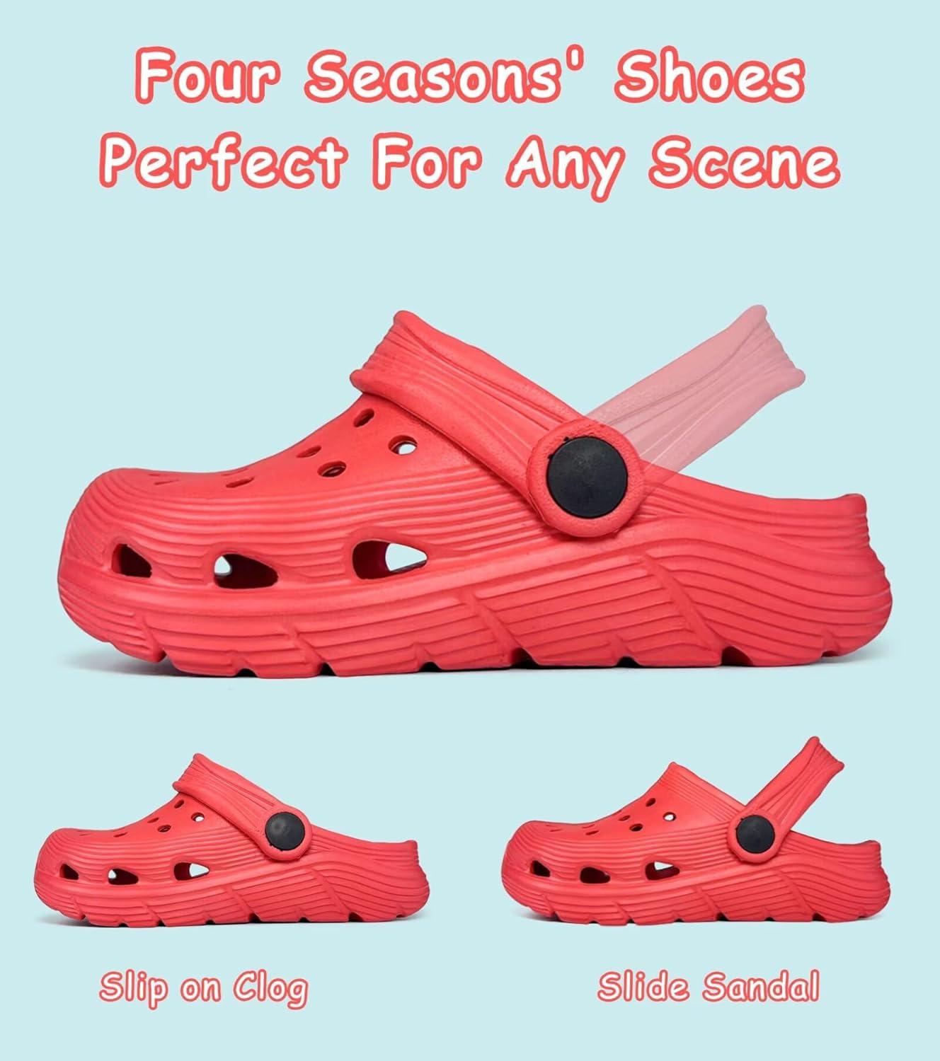 imageToddler Kids Garden Clog Slip On Slide Sandals Beach Water ShoesRed