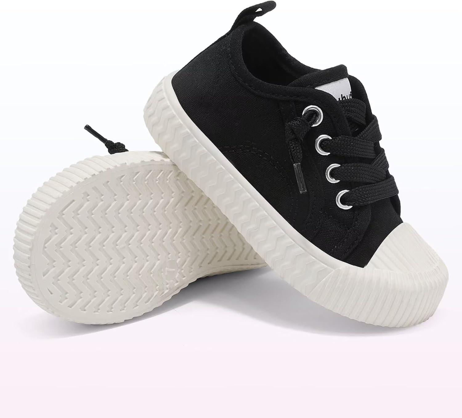 imageToddler Shoes Boys Girls Slip On Canvas SneakersBlack