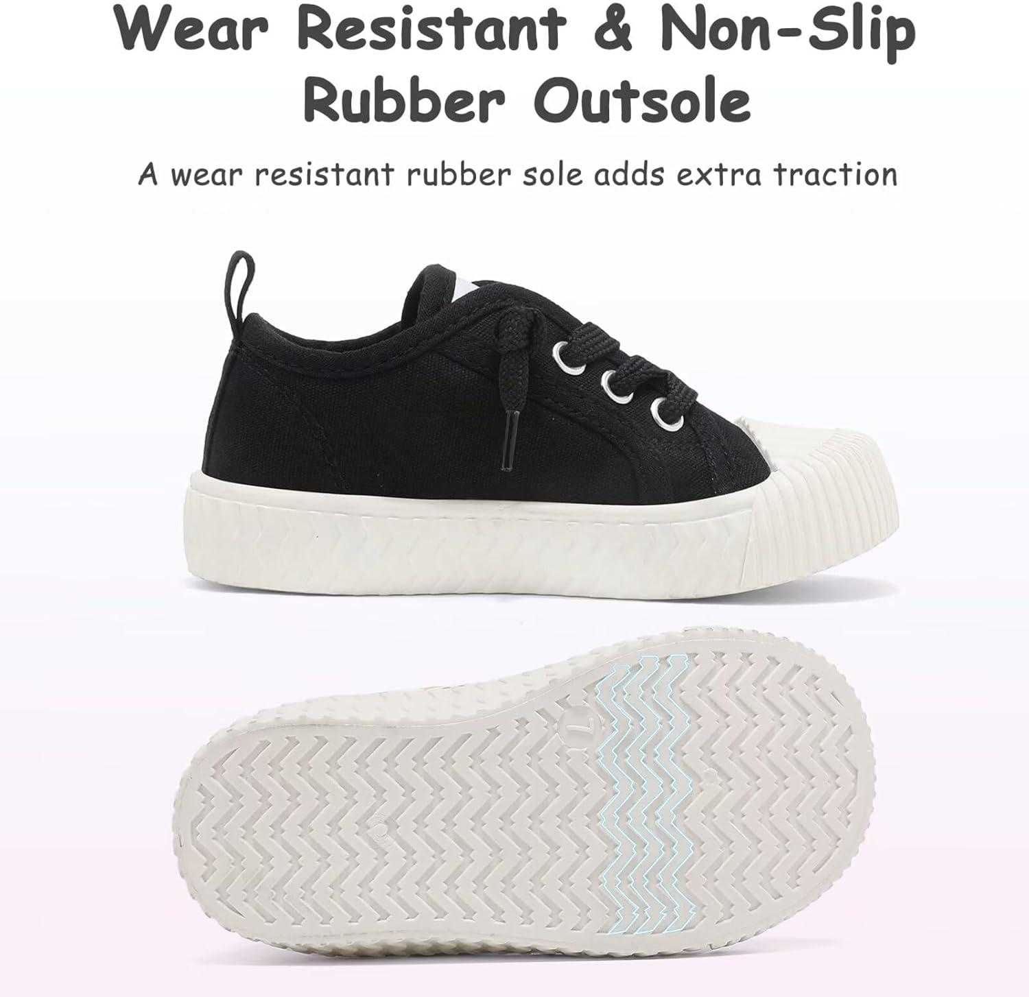 imageToddler Shoes Boys Girls Slip On Canvas SneakersBlack