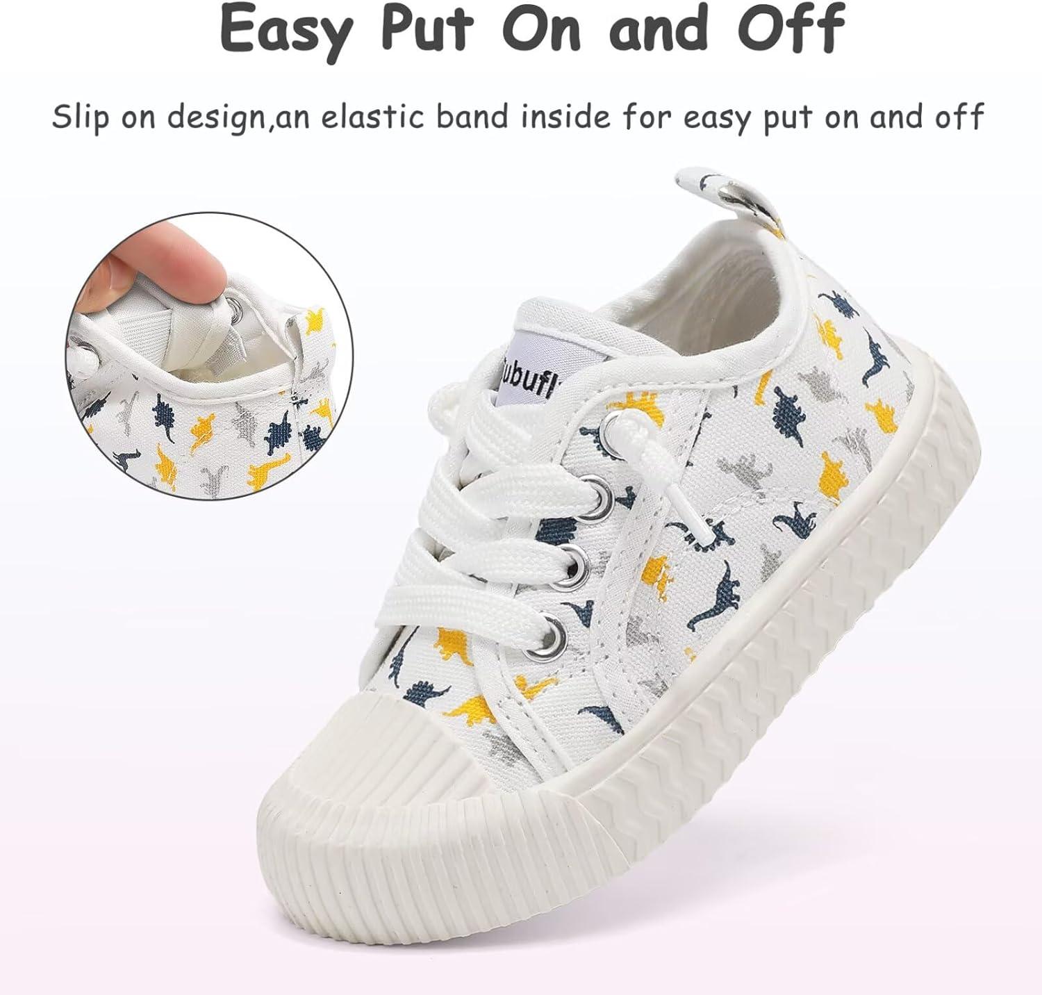 imageToddler Shoes Boys Girls Slip On Canvas SneakersDinosaur
