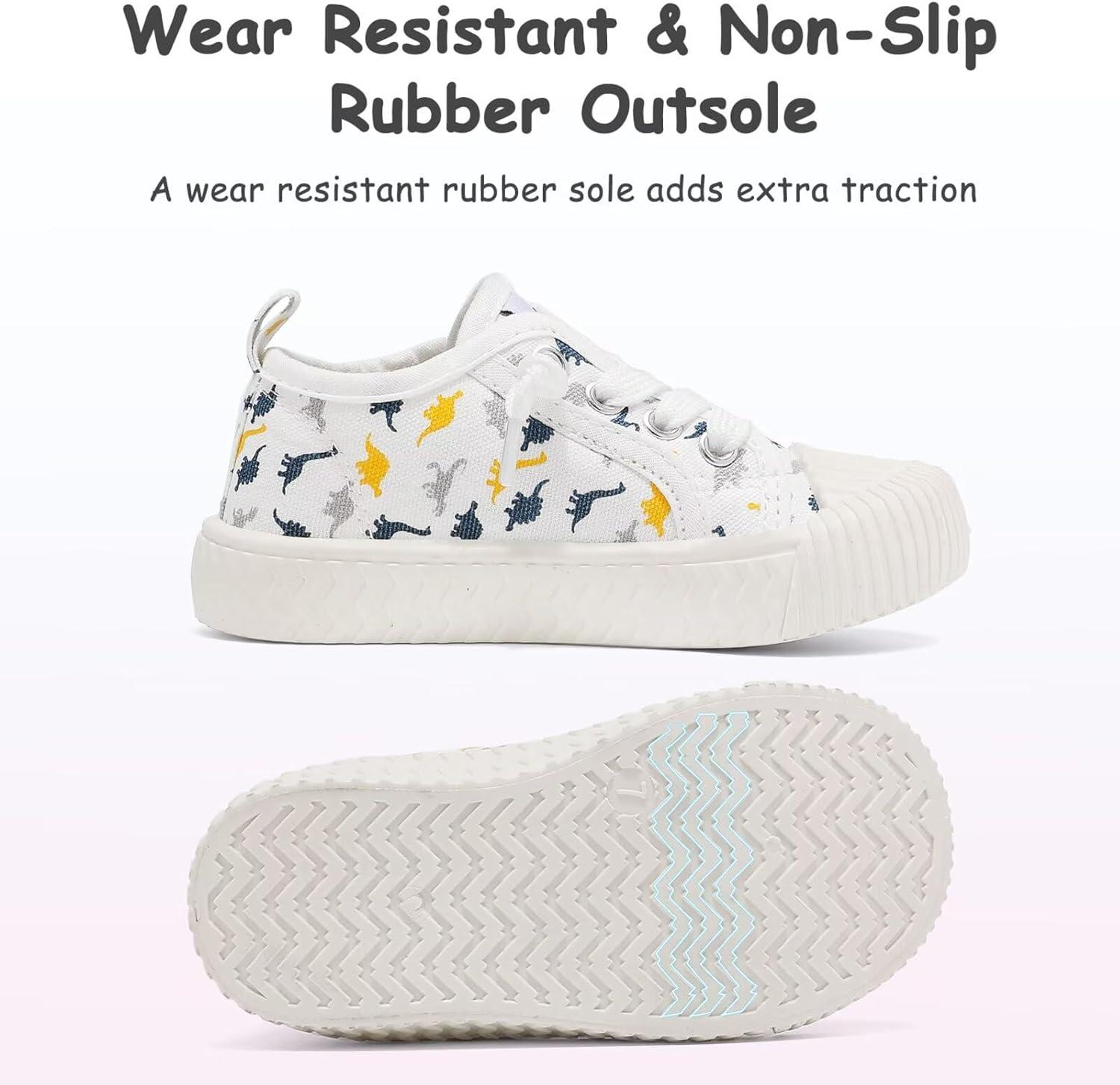 imageToddler Shoes Boys Girls Slip On Canvas SneakersDinosaur