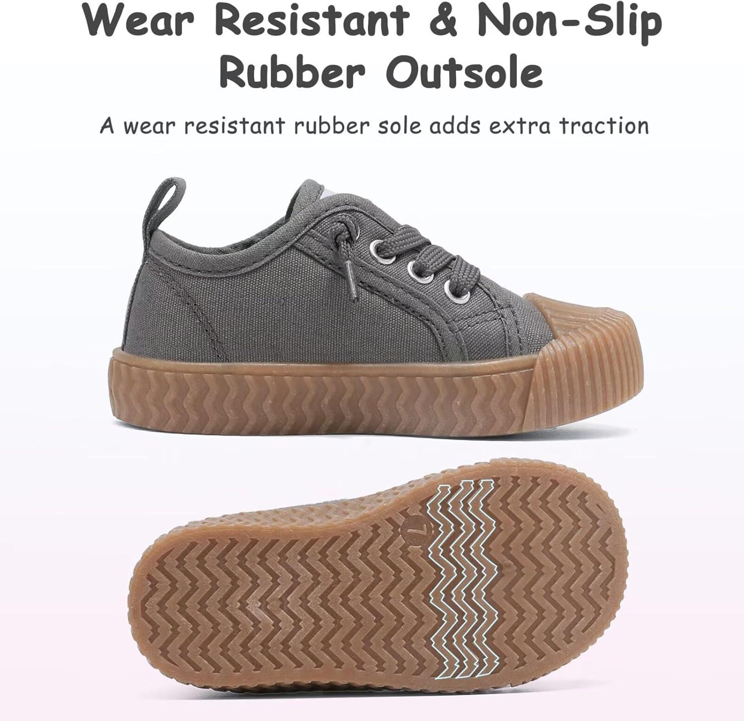 imageToddler Shoes Boys Girls Slip On Canvas SneakersGrey