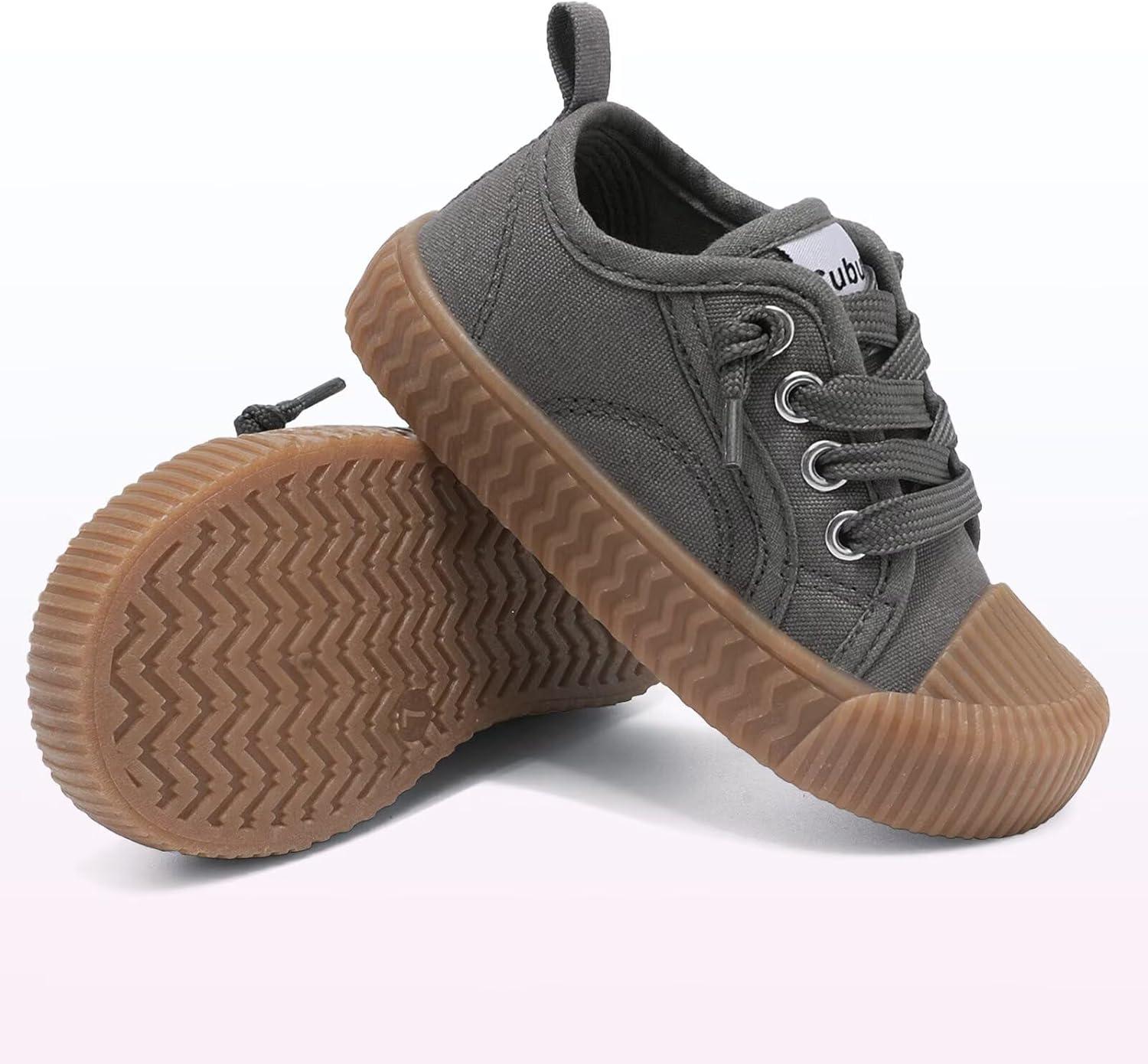 imageToddler Shoes Boys Girls Slip On Canvas SneakersGrey