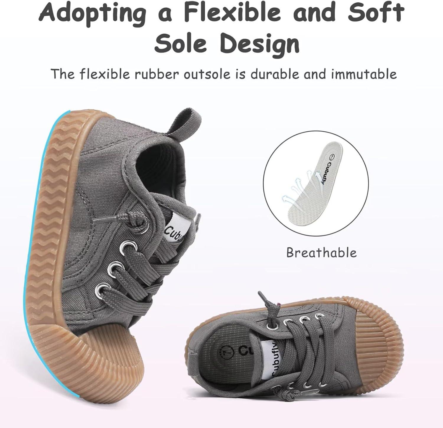 imageToddler Shoes Boys Girls Slip On Canvas SneakersGrey