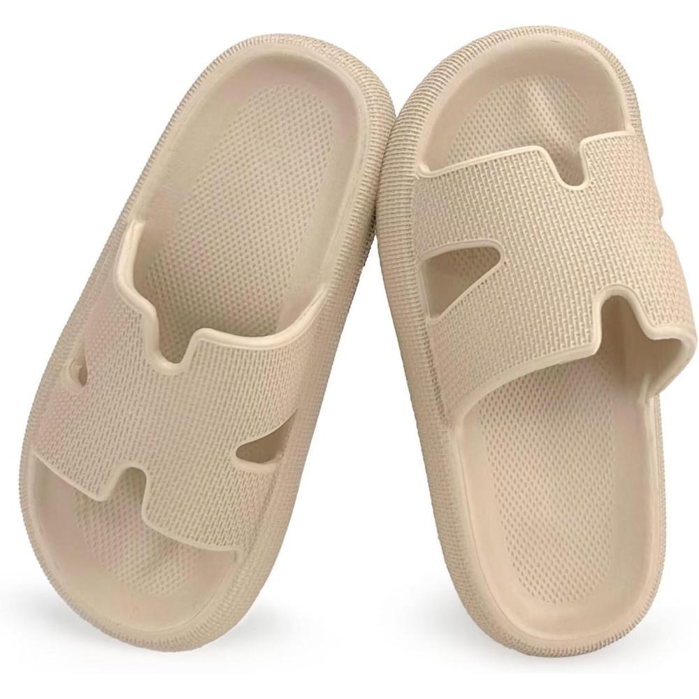 imageCubufly Cloud Slides for KidsBoys Girls Shower Slippers Slip on SandalsNonSlip Open Toe Pillow Slippers SandalsQuick Drying Summer Beach Pool ShoesKhaki