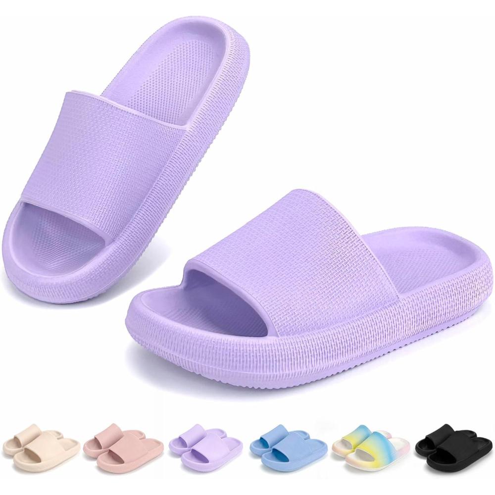 imageCubufly Cloud Slides for KidsBoys Girls Shower Slippers Slip on SandalsNonSlip Open Toe Pillow Slippers SandalsQuick Drying Summer Beach Pool ShoesPurple