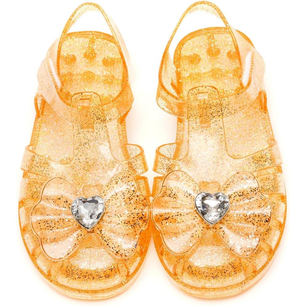 imageGirls Jelly Sandals Summer Costume Princess Dress Flat Breathable Waterproof Fisherman Gladiator Shoes For Girl Closed Toe Beach FlatSandals For Toddler Little Kid Big KidsDiamond Gold