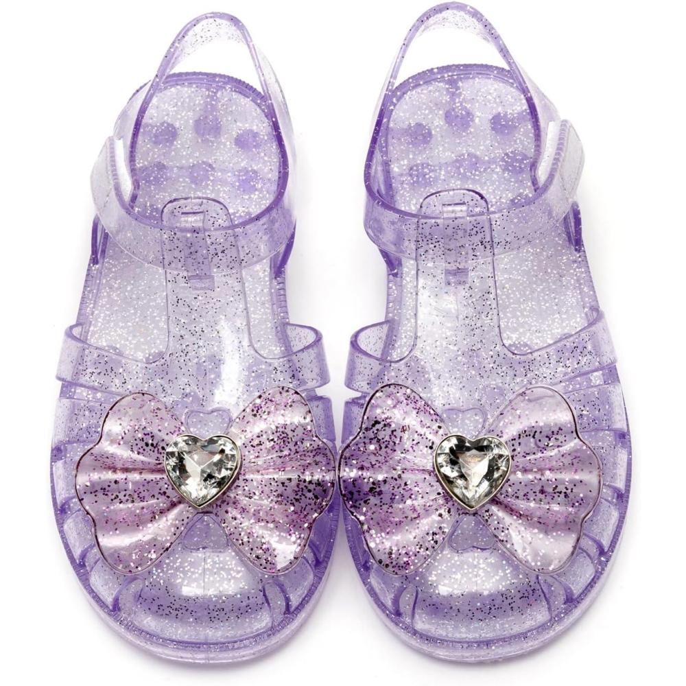 imageGirls Jelly Sandals Summer Costume Princess Dress Flat Breathable Waterproof Fisherman Gladiator Shoes For Girl Closed Toe Beach FlatSandals For Toddler Little Kid Big KidsDiamond Lilac
