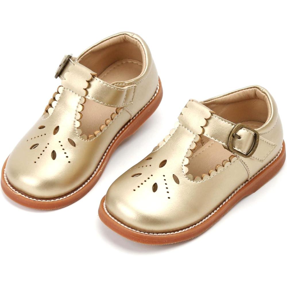 imageKolan Todder Little Girls Oxford Shoes Mary Jane TStrap School Uniform Party Dress Flat ShoesKe03gold