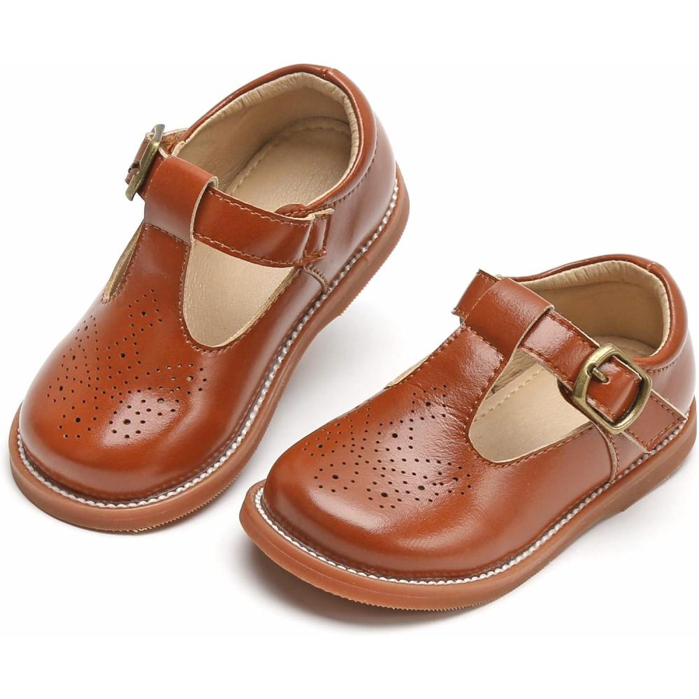 imageKolan Todder Little Girls Oxford Shoes Mary Jane TStrap School Uniform Party Dress Flat ShoesKe04brown