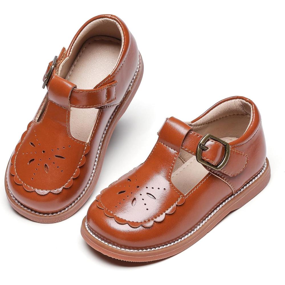 imageKolan Todder Little Girls Oxford Shoes Mary Jane TStrap School Uniform Party Dress Flat ShoesKe06brown