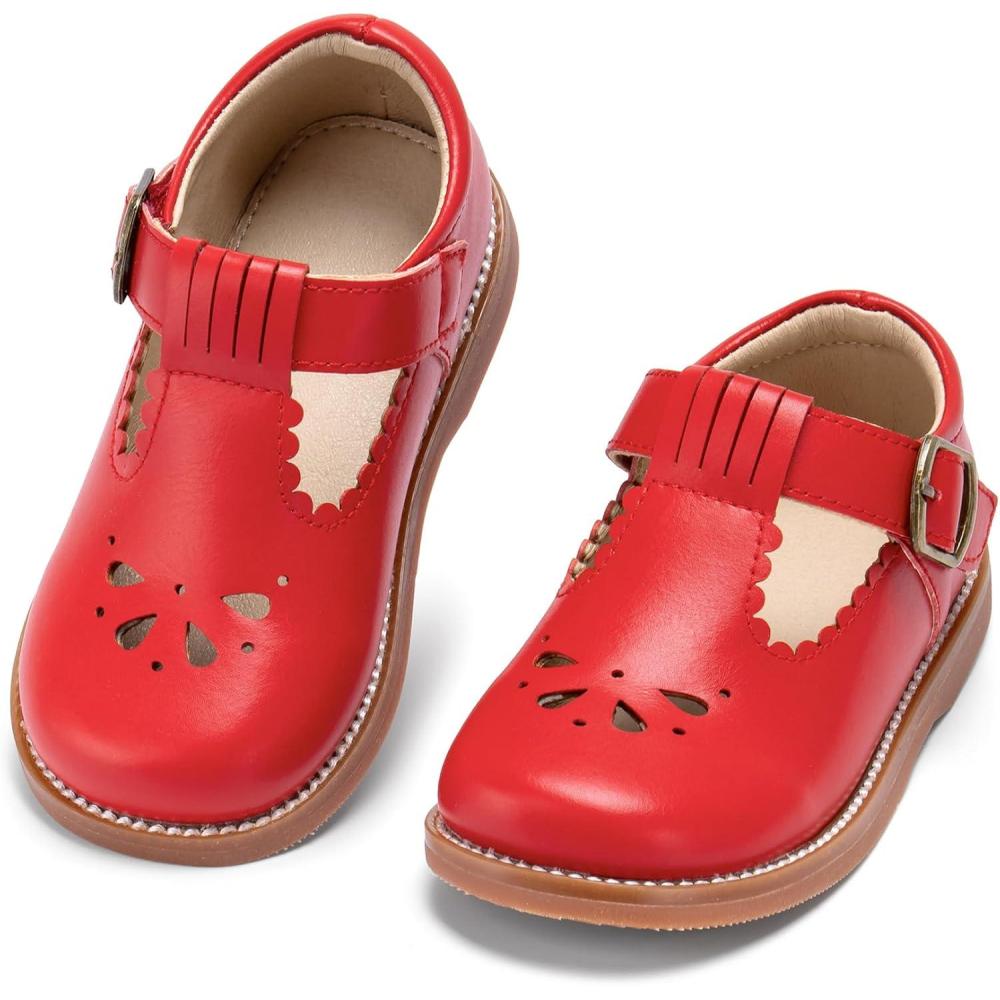 imageKolan Todder Little Girls Oxford Shoes Mary Jane TStrap School Uniform Party Dress Flat ShoesKe10red