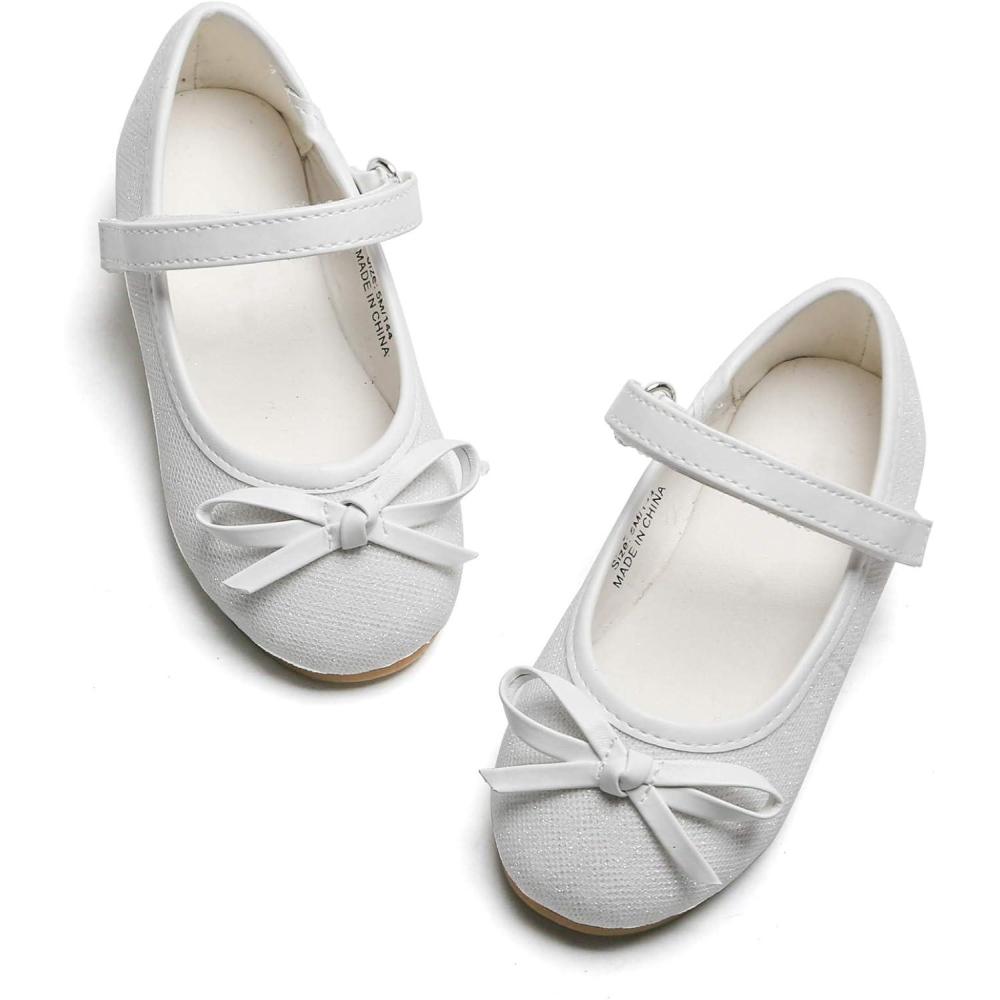 imageKolan Toddler Little Girls Mary Jane Ballet Flat Dress ShoesK708white