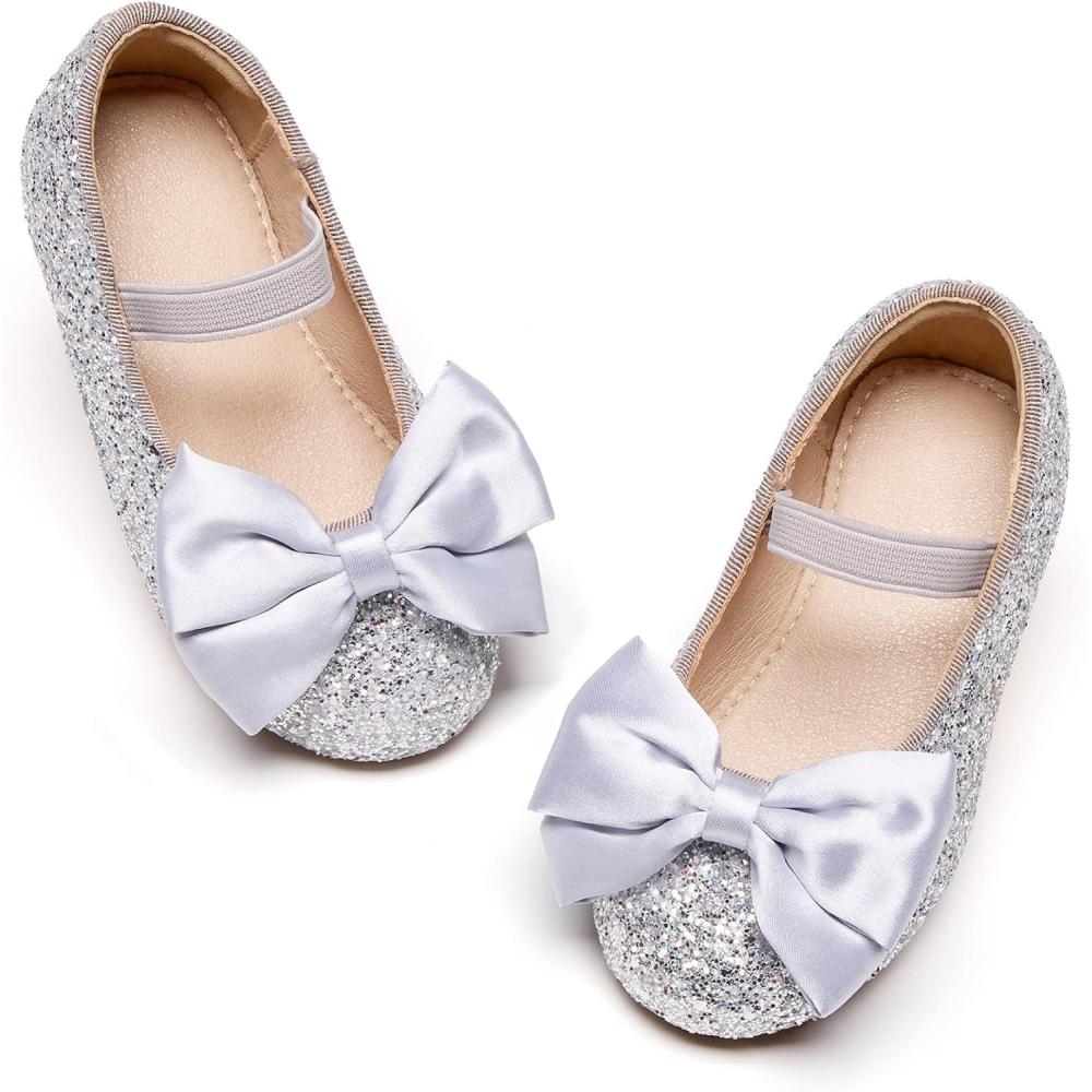 imageKolan Toddler Little Girls Mary Jane Ballet Flat Dress ShoesKf10silver