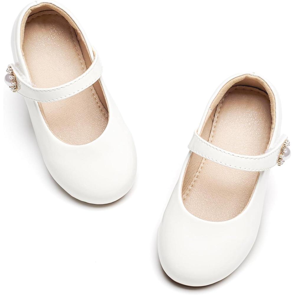 imageKolan Toddler Little Girls Mary Jane Ballet Flat Dress ShoesKf11white