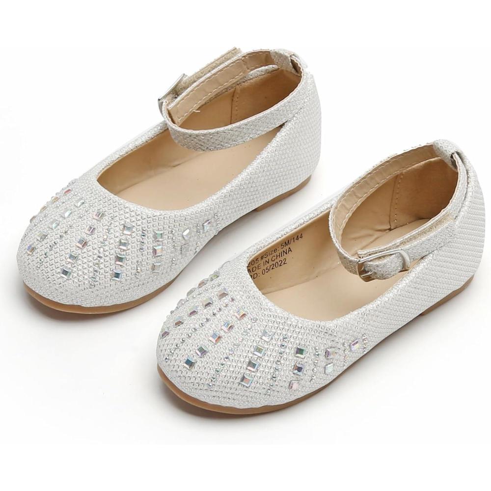 imageKolan Toddler Little Girls Mary Jane Ballet Flat Dress ShoesKh21white