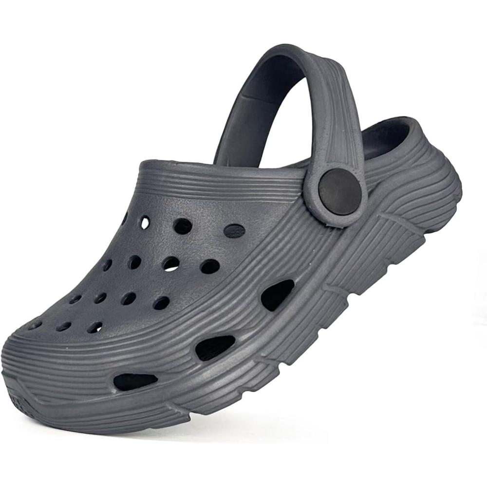 imageToddler Kids Garden Clog Slip On Slide Sandals Beach Water ShoesGrey