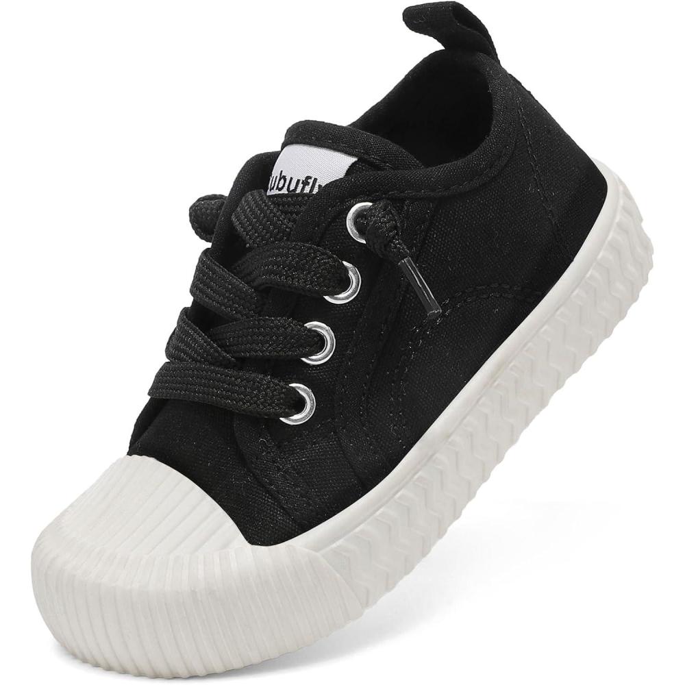 imageToddler Shoes Boys Girls Slip On Canvas SneakersBlack