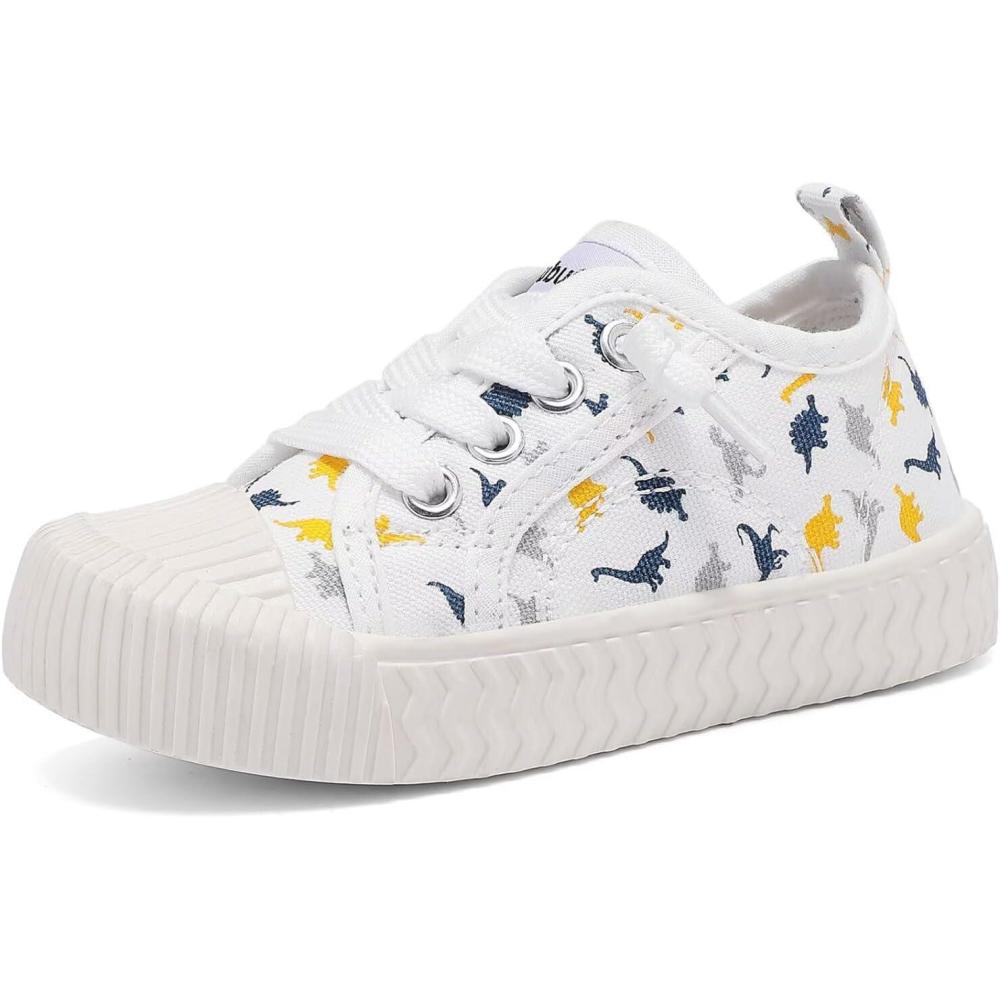 imageToddler Shoes Boys Girls Slip On Canvas SneakersDinosaur