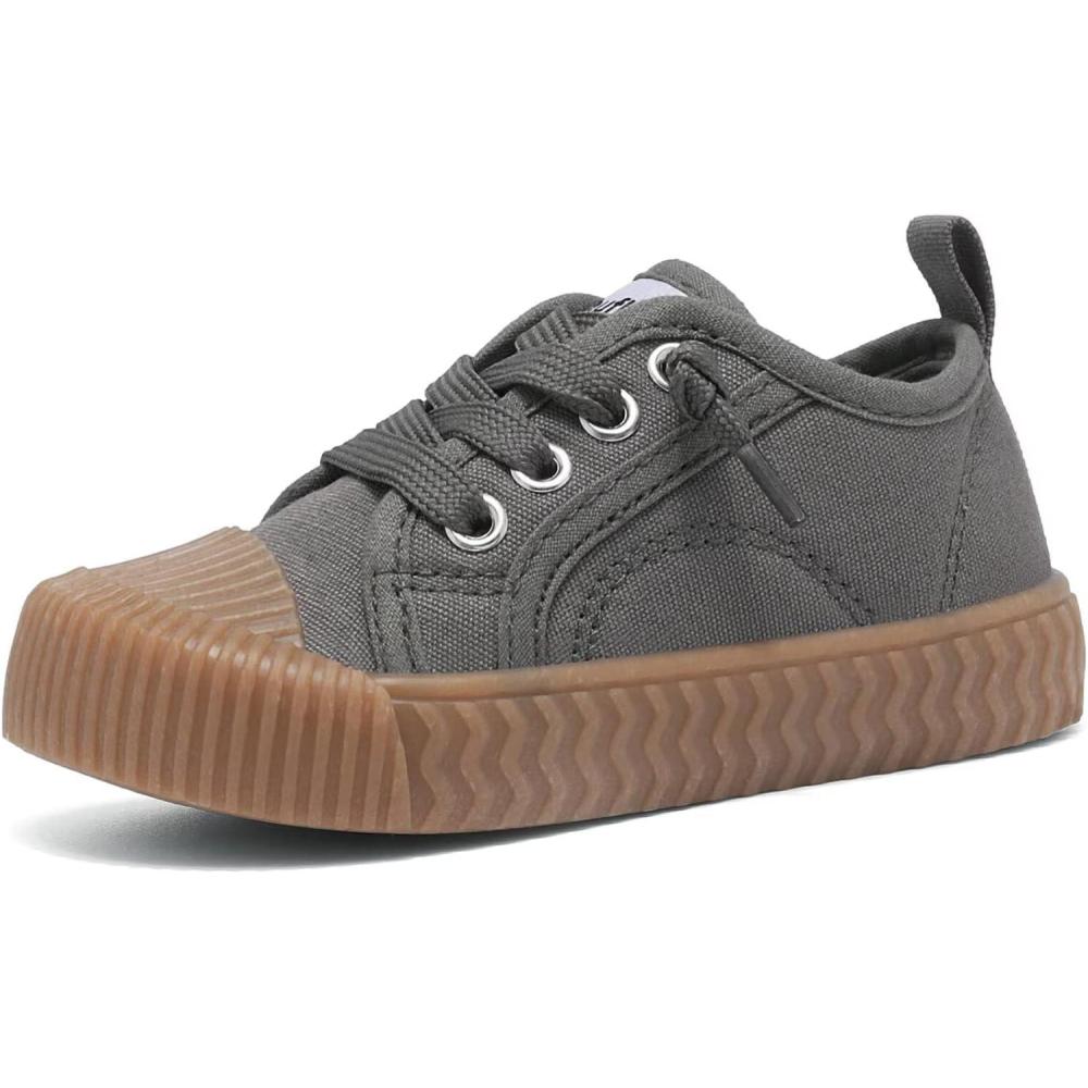 imageToddler Shoes Boys Girls Slip On Canvas SneakersGrey
