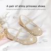 Furdeour Chaussures de fête Mary Janes pour filles, chaussures de mariage et d&rsquo;accompagnatrices, ballerines scintillantes pour enfants (19-or)
