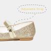 Chaussures de soirée Mary Jane en fourrure pour filles, chaussures pour mariage et demoiselles d&rsquo;honneur avec des motifs floraux brillants pour enfants (Or)