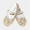 Chaussures de soirée Mary Jane en fourrure pour filles, chaussures pour mariage et demoiselles d&rsquo;honneur avec des motifs floraux brillants pour enfants (Or)