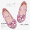 Furdeour Chaussures de mariée pour filles, Mary Jane, Chaussures de fête avec broderie et paillettes (rose argenté)