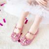Furdeour Chaussures de mariée pour filles, Mary Jane, Chaussures de fête avec broderie et paillettes (rose argenté)