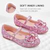 Furdeour Chaussures de mariée pour filles, Mary Jane, Chaussures de fête avec broderie et paillettes (rose argenté)