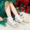 Furdeour Chaussures de mariée Mary Jane à fleurs pour filles, chaussures de soirée et demoiselles d&rsquo;honneur (argent)