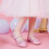 Chaussures de mariée et de fête pour filles Furdeour – Mary Janes avec fleurs, brillantes et en daim (rose licorne)