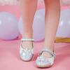 Furdeour Chaussures de mariée Mary Jane pour filles, chaussures de fête avec broderie fleurie et paillettes (Uniwhite)