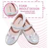 Furdeour Chaussures de mariée Mary Jane pour filles, chaussures de fête avec broderie fleurie et paillettes (Uniwhite)