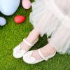 Furdeour Chaussures de mariée pour filles, Mary Jane, Chaussures de fête avec broderies fleuries et paillettes, ballerines pour enfants (Blanc)