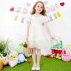 Furdeour Chaussures de danse pour filles Mary Jane Flower Pour les mariages et les demoiselles d&rsquo;honneur Glitter Princesse Ballerines pour enfant(Bunny Blanc)