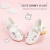 Furdeour Chaussures de danse pour filles Mary Jane Flower Pour les mariages et les demoiselles d&rsquo;honneur Glitter Princesse Ballerines pour enfant(Bunny Blanc)