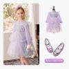 Chaussures de princesse pour filles, Mary Jane, chaussures de mariée, chaussures d&rsquo;accompagnatrices, talons pailletés, pour enfants et bébés (Rapunzel violet)