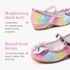 Chaussures de mariée Mary Jane pour filles, robe d&rsquo;accessoires en fourrure pour demoiselles d&rsquo;honneur, talons à paillettes pour enfants et tout-petits (Sequins Arc-en-ciel)