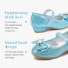 Furdeour Girls Dress Shoes Mary Jane Wedding Flower Bridesmaids Heels Glitter Princess Shoes for Kids Toddler(Shiny Blue)